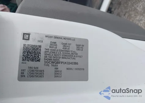 2019 Chevrolet Express 2500 Work Van from USA, damaged, VIN 1GCWGBFP1K1143395